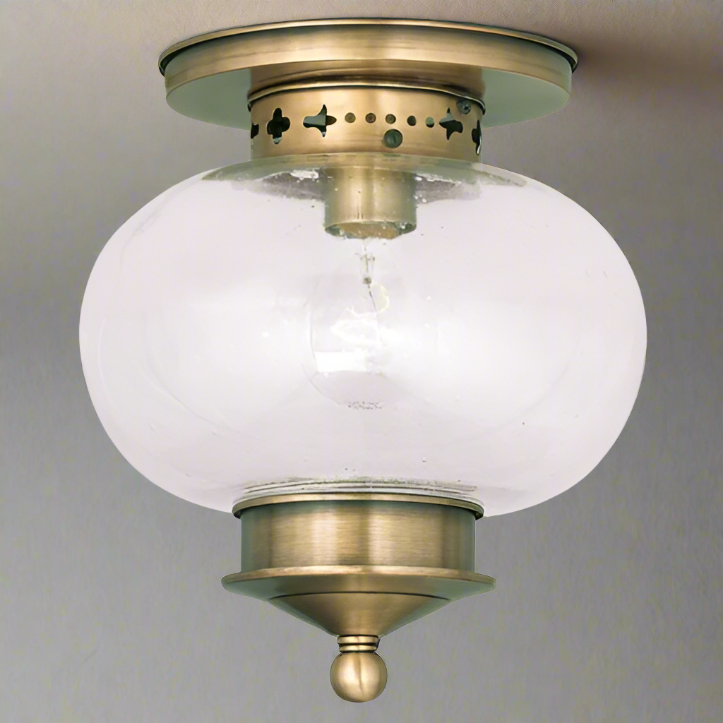 1 Light Antique Brass Ceiling Mount Flush Mount Livex