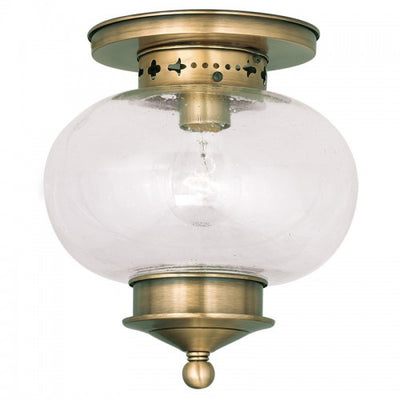 1 Light Antique Brass Ceiling Mount Flush Mount Livex