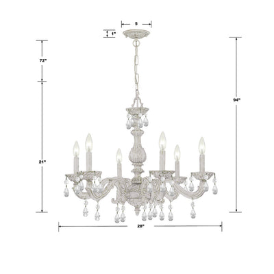 Paris Market 6 Light Clear Crystal Antique White Chandelier Chandelier Crystorama