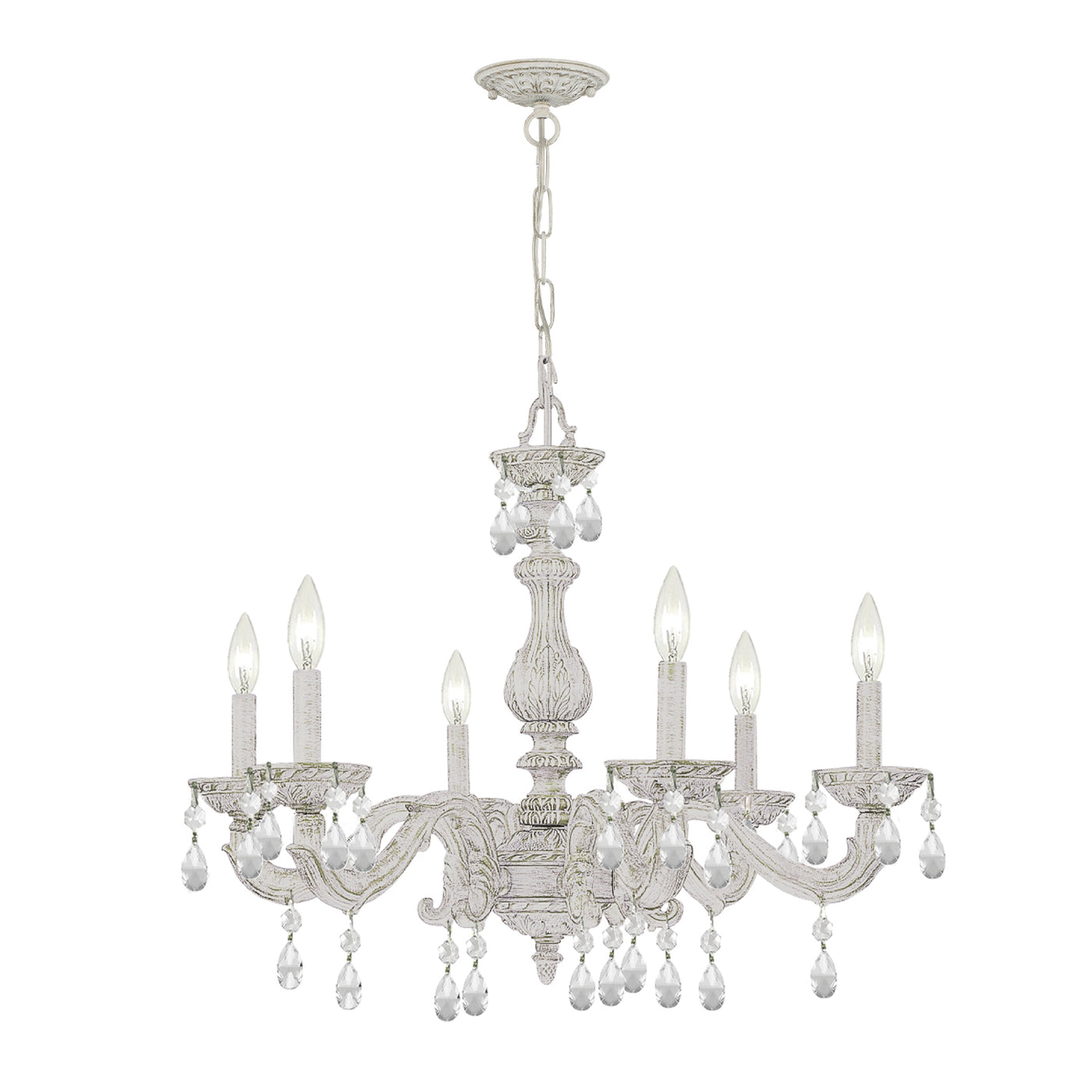 Paris Market 6 Light Spectra Crystal Antique White Chandelier Chandelier Crystorama