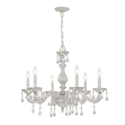 Paris Market 6 Light Swarovski Strass Crystal Antique White Chandelier Chandelier Crystorama