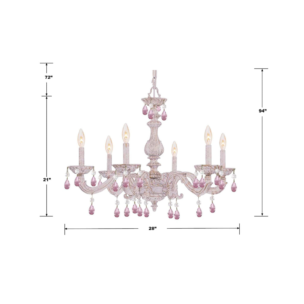 Paris Market 6 Light Rose Crystal Antique White Chandelier Chandelier Crystorama