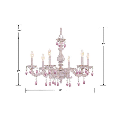 Paris Market 6 Light Rose Crystal Antique White Chandelier Chandelier Crystorama