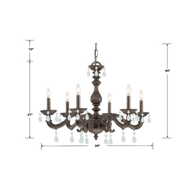 Paris Market 6 Light Clear Crystal Venetian Bronze Chandelier Chandelier Crystorama