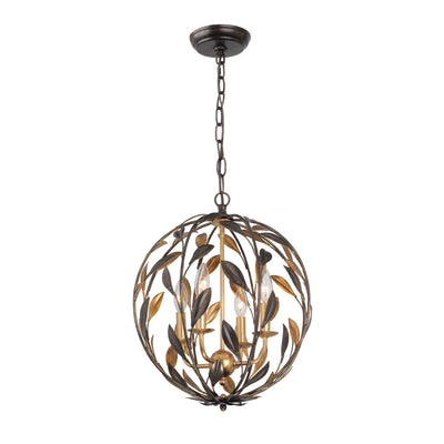 Broche 4 Light English Bronze + Antique Gold Sphere Mini Chandelier Chandelier Crystorama