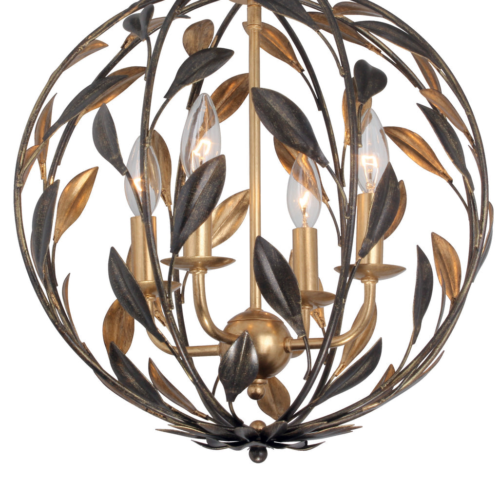 Broche 4 Light English Bronze + Antique Gold Sphere Mini Chandelier Chandelier Crystorama