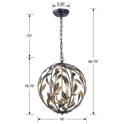 Broche 4 Light English Bronze + Antique Gold Sphere Mini Chandelier Chandelier Crystorama