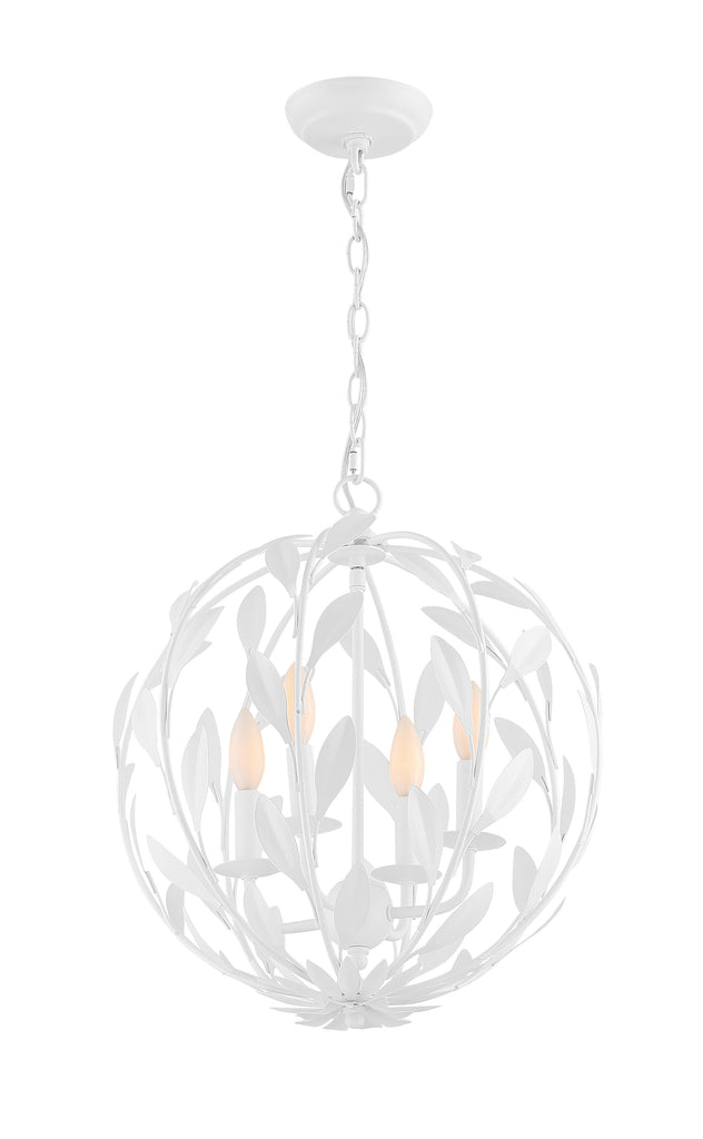 Broche 4 Light Matte White Mini Chandelier Chandelier Crystorama