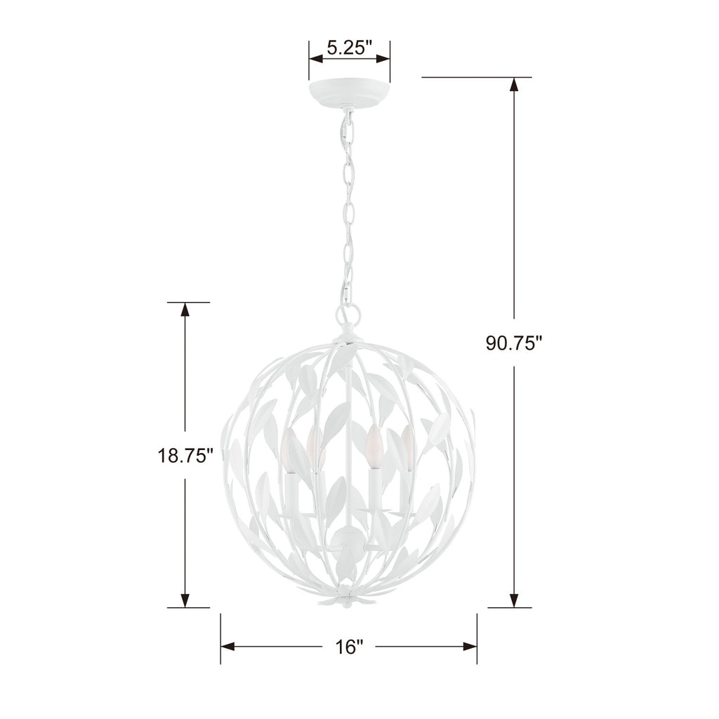 Broche 4 Light Matte White Mini Chandelier Chandelier Crystorama