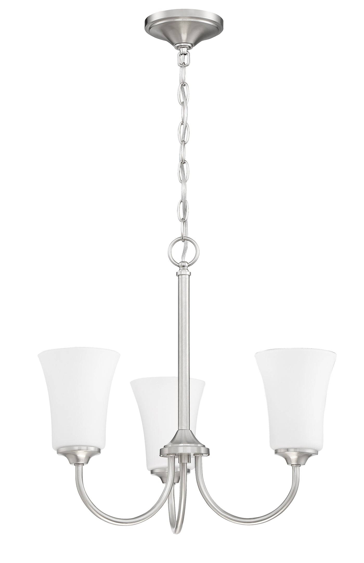 Gwyneth 3 Light Chandelier in Brushed Polished Nickel (White Glass) Chandelier Craftmade