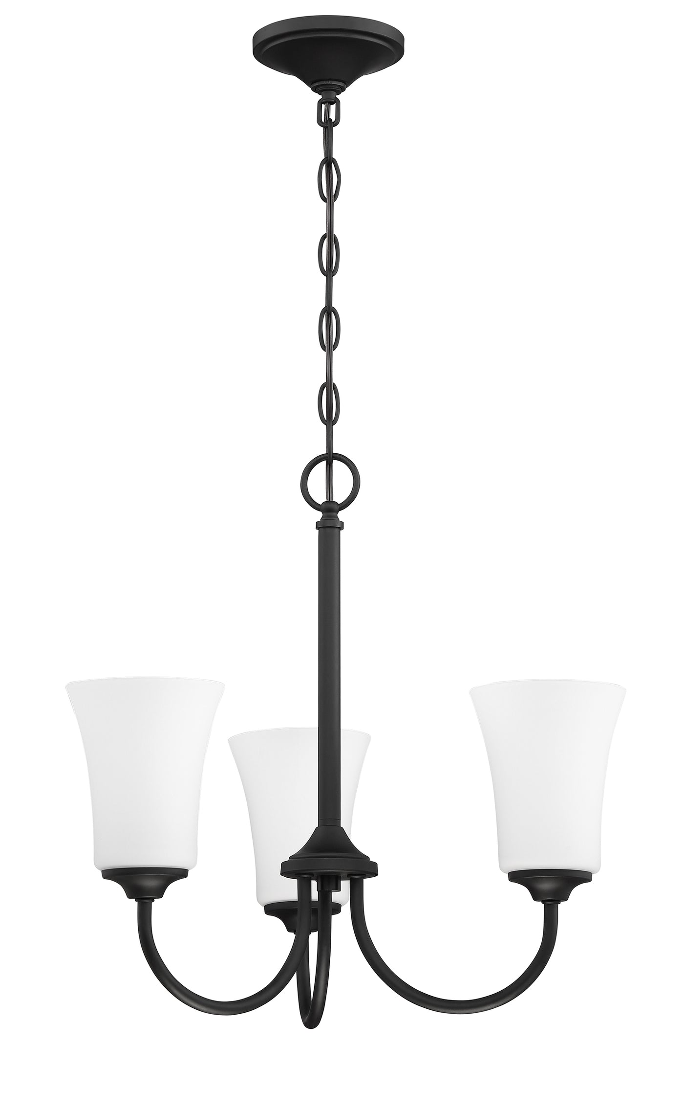 Gwyneth 3 Light Chandelier in Flat Black (White Glass) Chandelier Craftmade