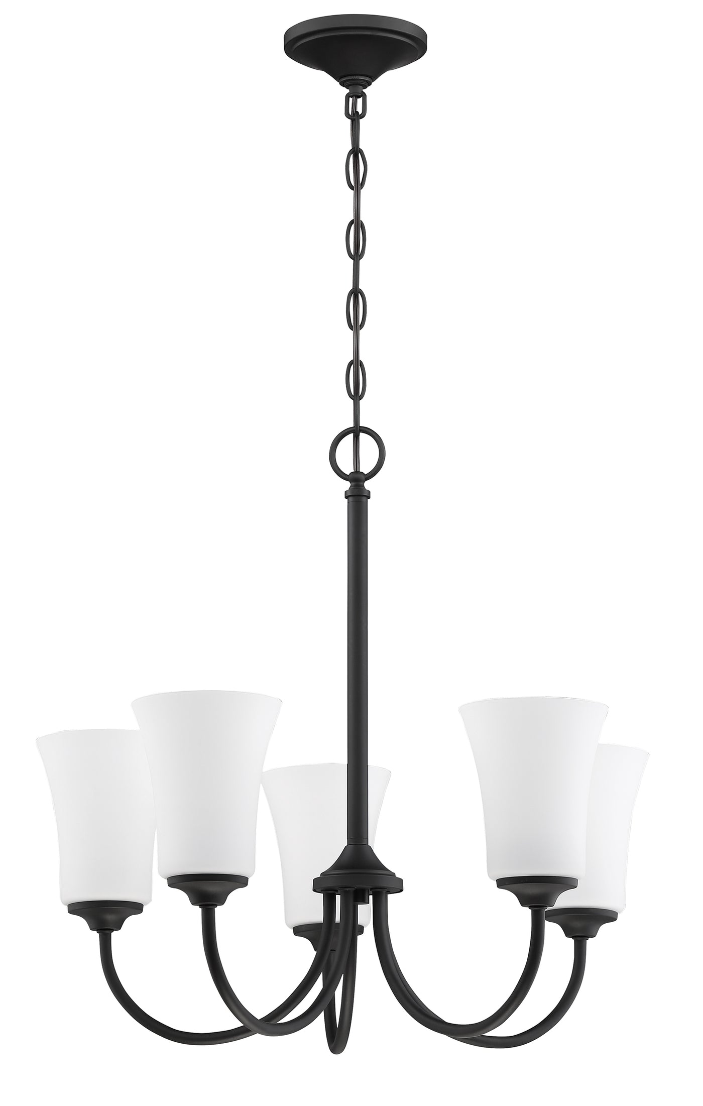 Gwyneth 5 Light Chandelier in Flat Black (White Glass) Chandelier Craftmade