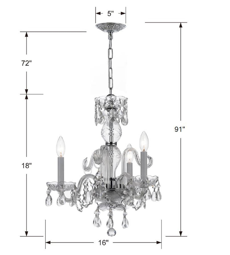 Traditional Crystal 3 Light Clear Crystal Polished Chrome Mini Chandelier Chandelier Crystorama