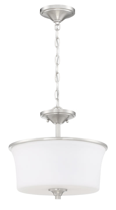 Gwyneth 2 Light Convertible Semi Flush in Brushed Polished Nickel (White Glass) Semi Flush Craftmade