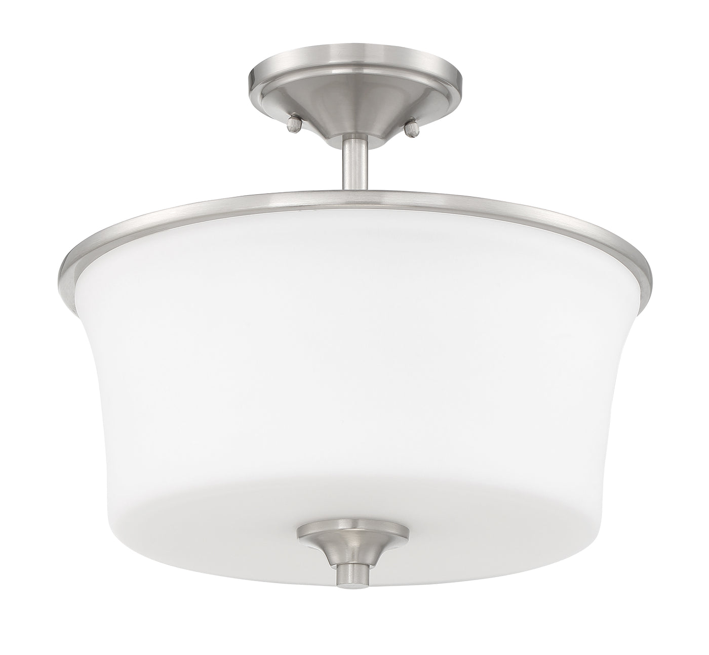 Gwyneth 2 Light Convertible Semi Flush in Brushed Polished Nickel (White Glass) Semi Flush Craftmade