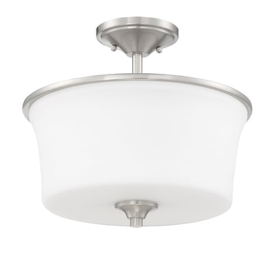 Gwyneth 2 Light Convertible Semi Flush in Brushed Polished Nickel (White Glass) Semi Flush Craftmade