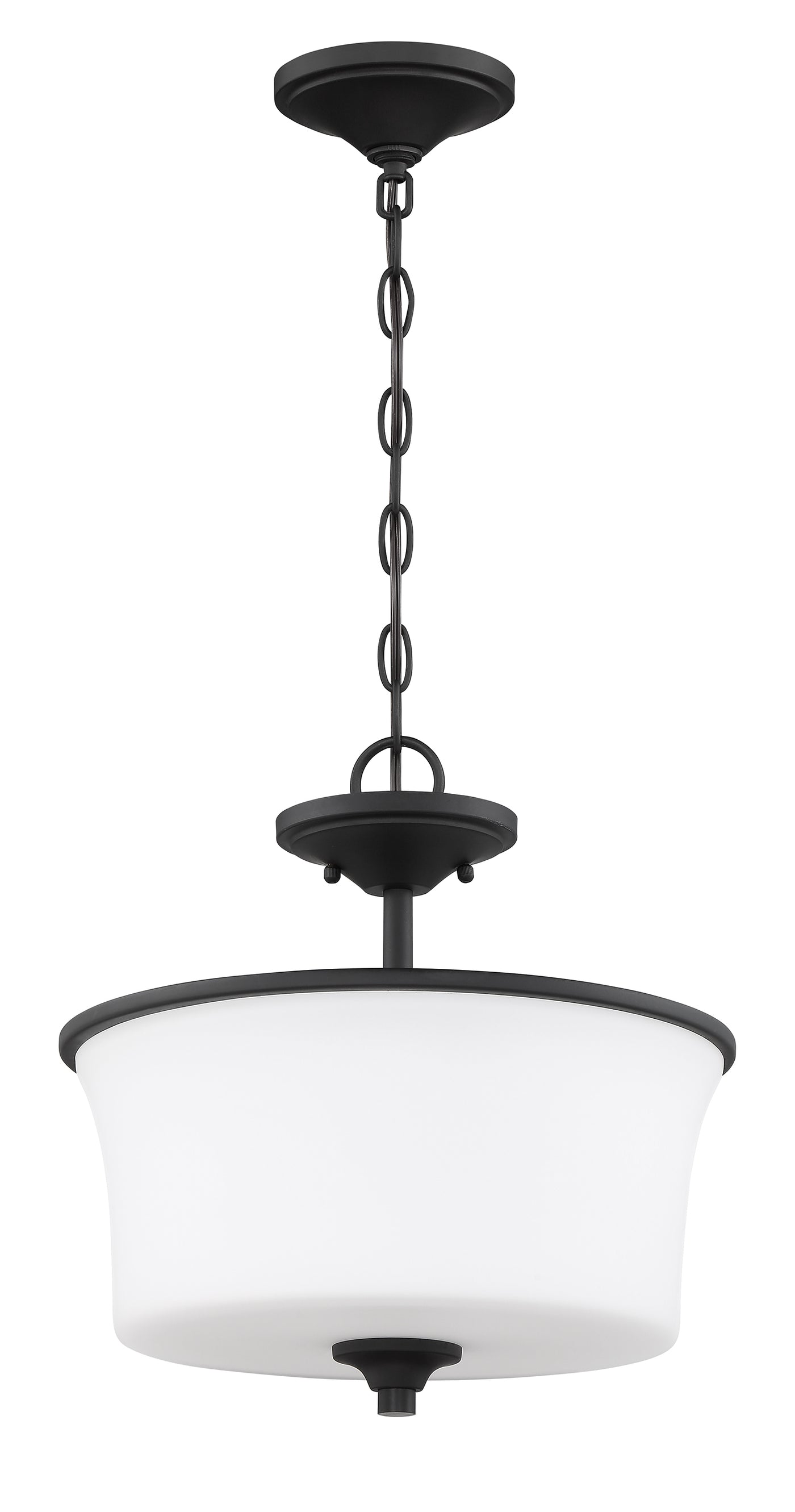 Gwyneth 2 Light Convertible Semi Flush in Flat Black (White Glass) Semi Flush Craftmade