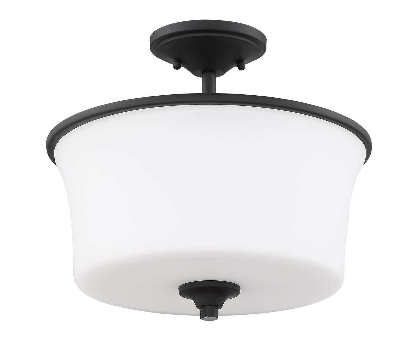 Gwyneth 2 Light Convertible Semi Flush in Flat Black (White Glass) Semi Flush Craftmade