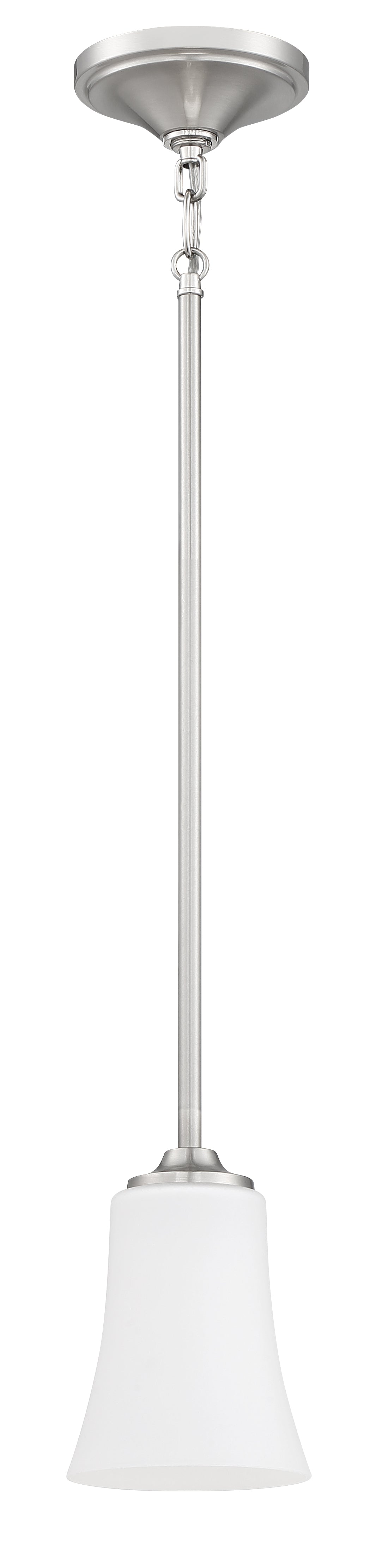 Gwyneth 1 Light Mini Pendant in Brushed Polished Nickel (White Glass) Pendant Craftmade