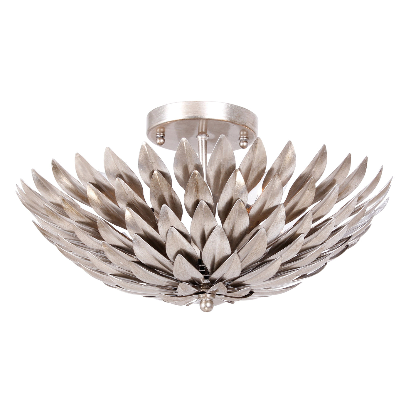 Broche 4 Light Antique Silver Semi Flush Mount Semi Flush Crystorama