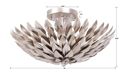 Broche 4 Light Antique Silver Semi Flush Mount Semi Flush Crystorama