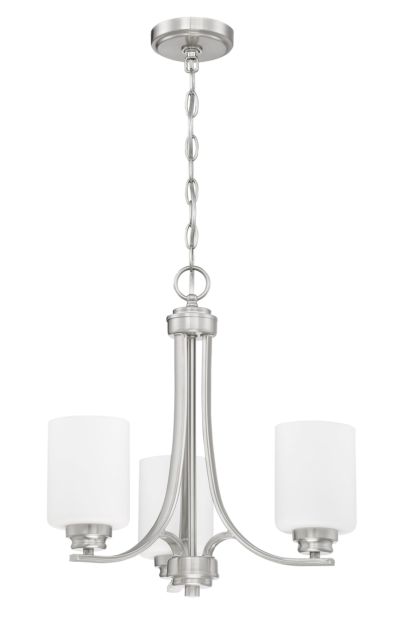 Bolden 3 Light Chandelier in Brushed Polished Nickel (White Glass) Chandelier Craftmade