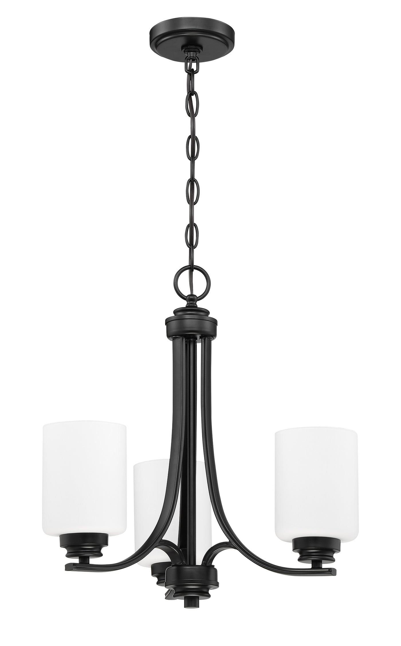 Bolden 3 Light Chandelier in Flat Black (White Glass) Chandelier Craftmade