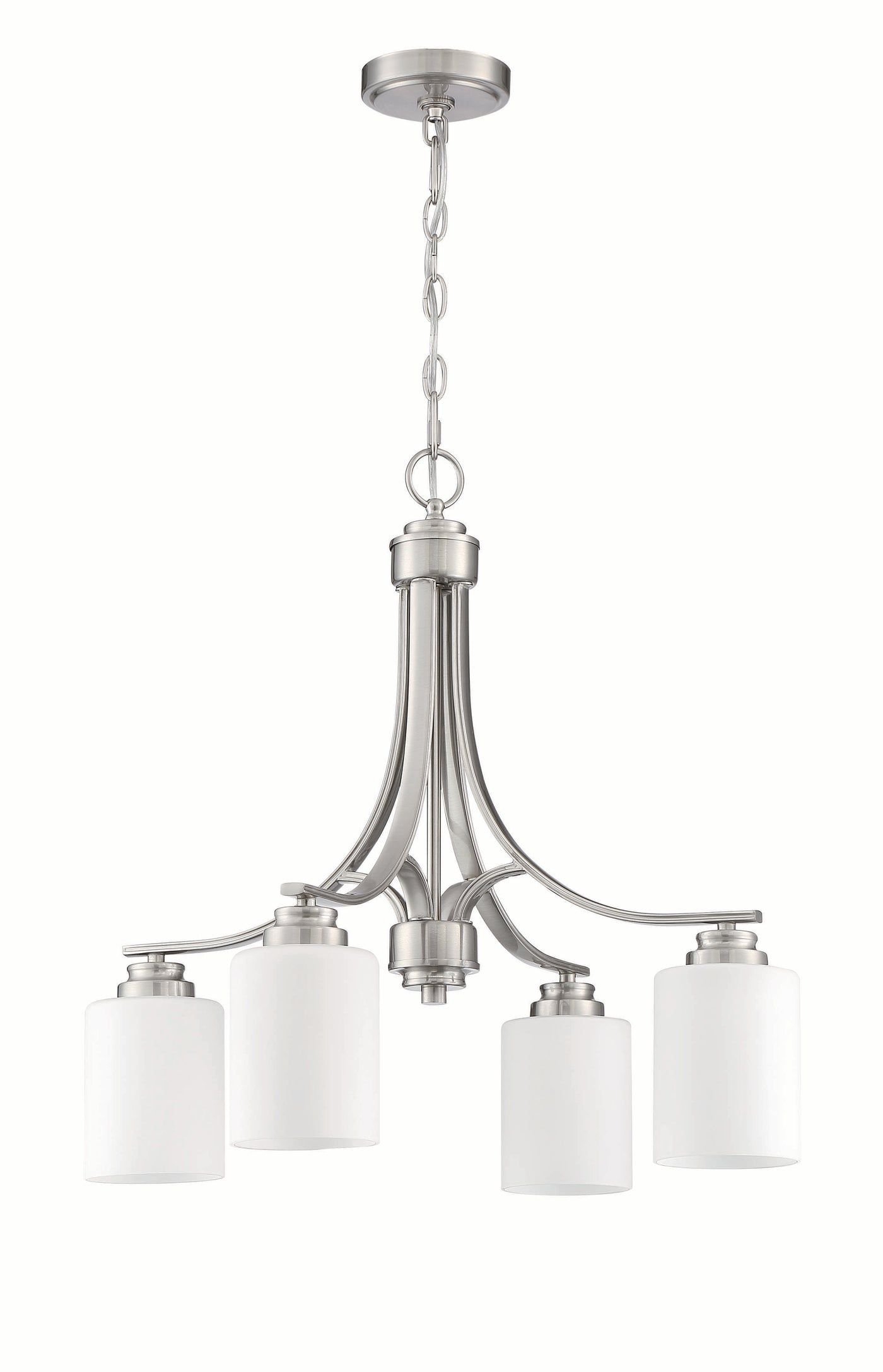 Bolden 4 Light Chandelier in Brushed Polished Nickel (White Glass) Chandelier Craftmade