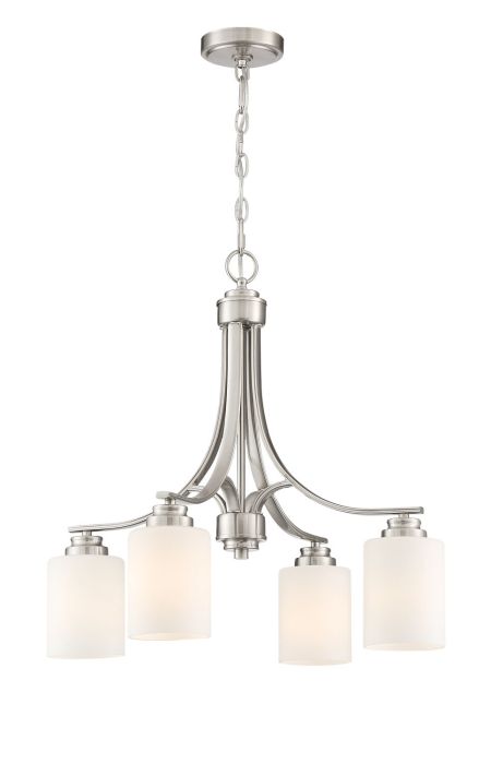 Bolden 4 Light Chandelier in Brushed Polished Nickel (White Glass) Chandelier Craftmade