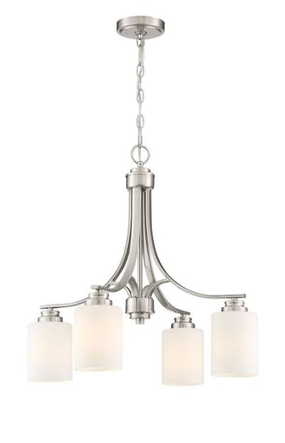 Bolden 4 Light Chandelier in Brushed Polished Nickel (White Glass) Chandelier Craftmade