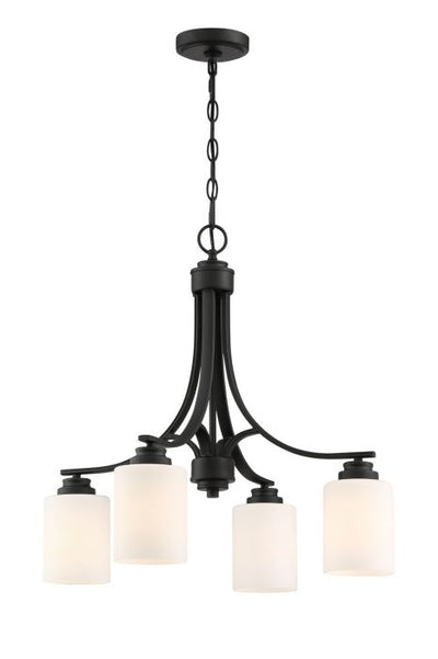 Bolden 4 Light Chandelier in Flat Black (White Glass) Chandelier Craftmade