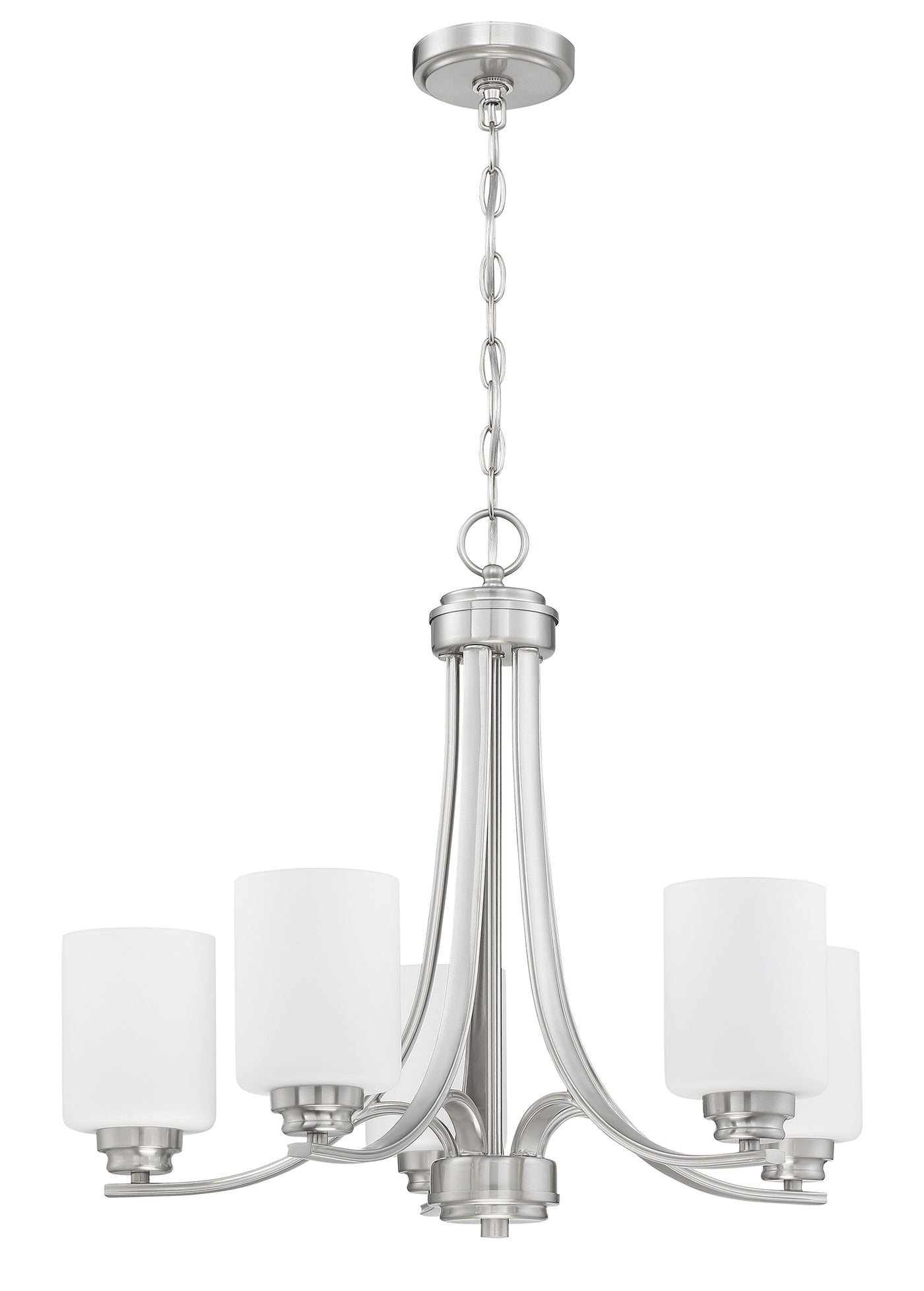 Bolden 5 Light Chandelier in Brushed Polished Nickel (White Glass) Chandelier Craftmade