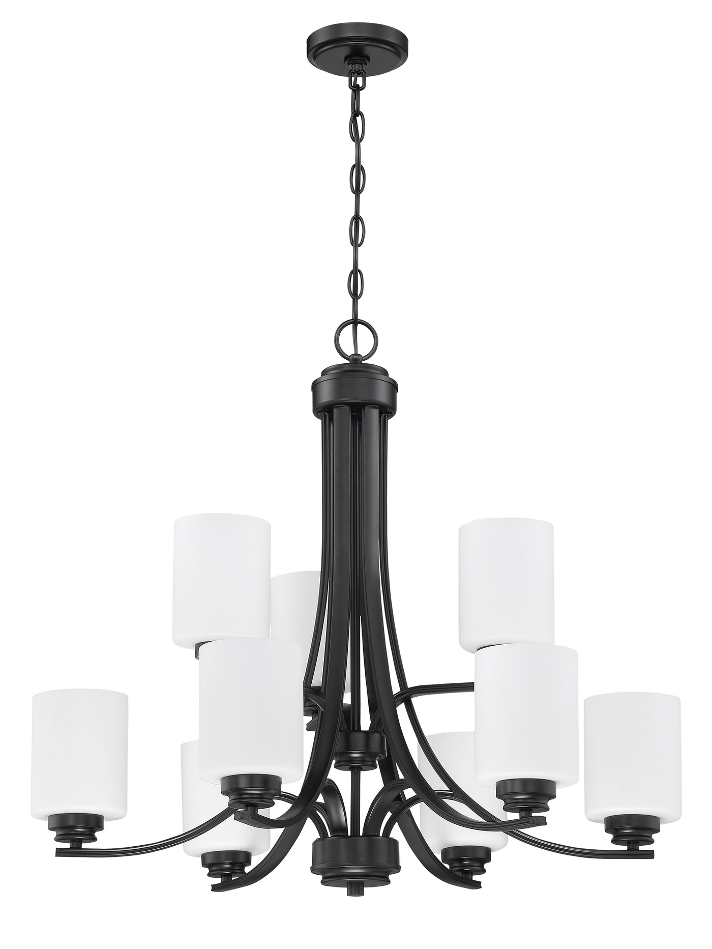 Bolden 9 Light Chandelier in Flat Black (White Glass) Chandelier Craftmade