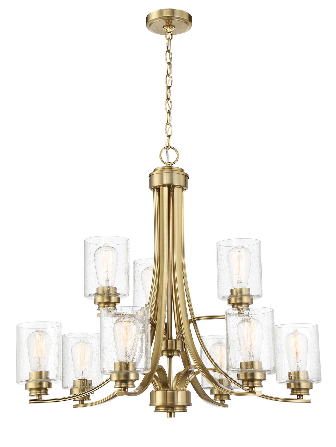 Bolden 9 Light Chandelier in Satin Brass Chandelier Craftmade