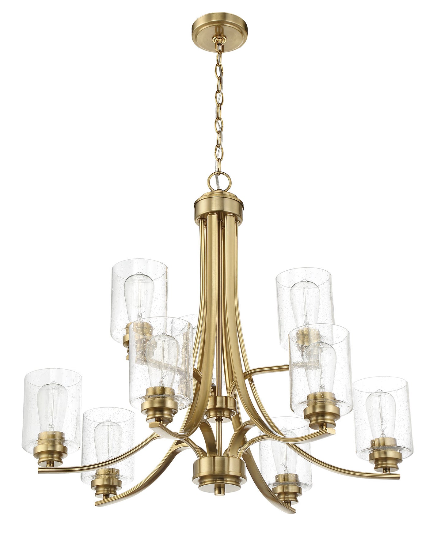 Bolden 9 Light Chandelier in Satin Brass Chandelier Craftmade