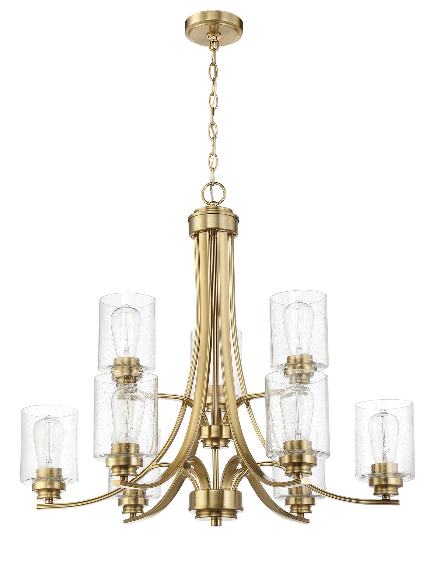 Bolden 9 Light Chandelier in Satin Brass Chandelier Craftmade