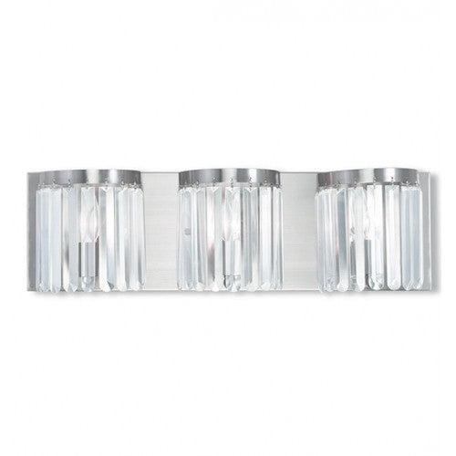 3 Light Brushed Nickel Bath Light Wall Sconce Livex