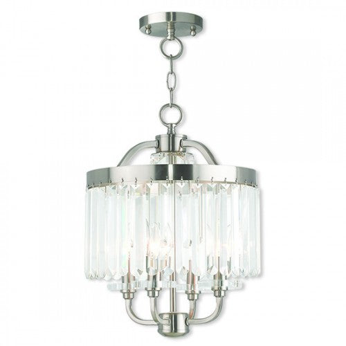 4 Light Brushed Nickel Chandelier/Ceiling Mount Chandelier Livex