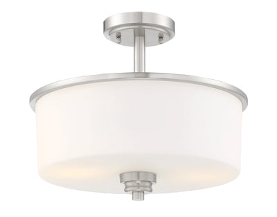 Bolden 2 Light Convertible Semi Flush in Brushed Polished Nickel (White Glass) Semi Flush Craftmade