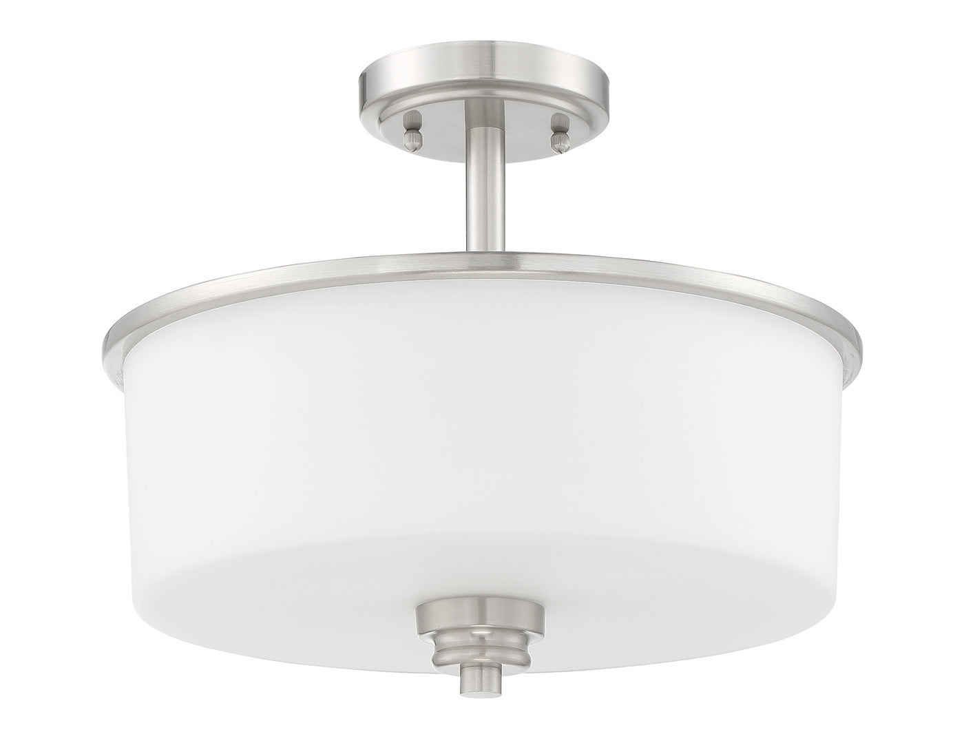 Bolden 2 Light Convertible Semi Flush in Brushed Polished Nickel (White Glass) Semi Flush Craftmade