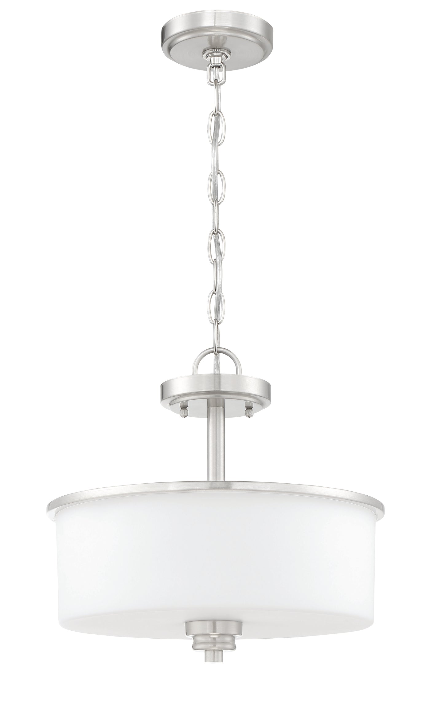 Bolden 2 Light Convertible Semi Flush in Brushed Polished Nickel (White Glass) Semi Flush Craftmade