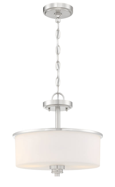 Bolden 2 Light Convertible Semi Flush in Brushed Polished Nickel (White Glass) Semi Flush Craftmade