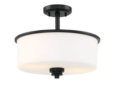 Bolden 2 Light Convertible Semi Flush in Flat Black (White Glass) Semi Flush Craftmade