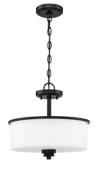 Bolden 2 Light Convertible Semi Flush in Flat Black (White Glass) Semi Flush Craftmade