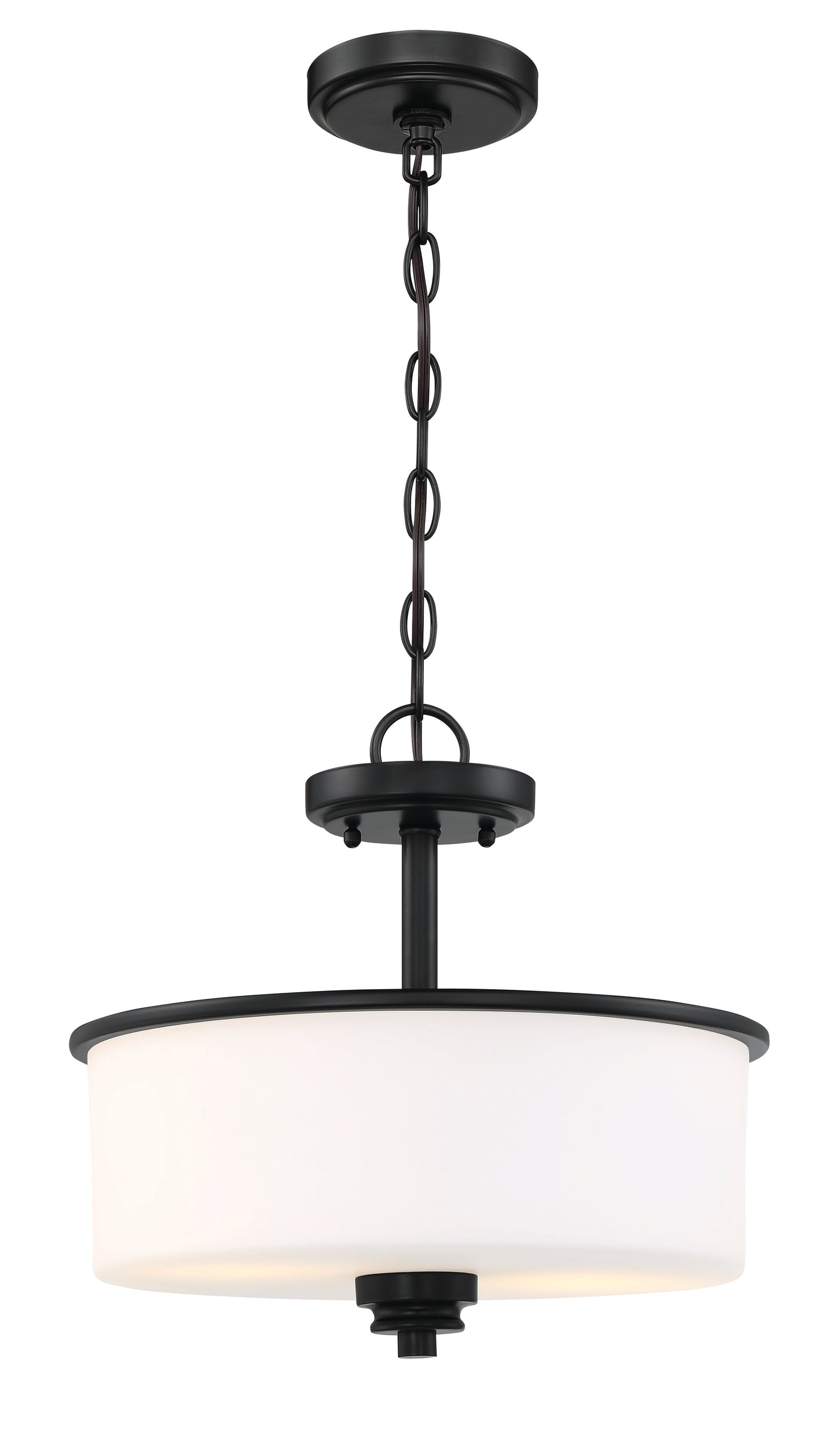 Bolden 2 Light Convertible Semi Flush in Flat Black (White Glass) Semi Flush Craftmade