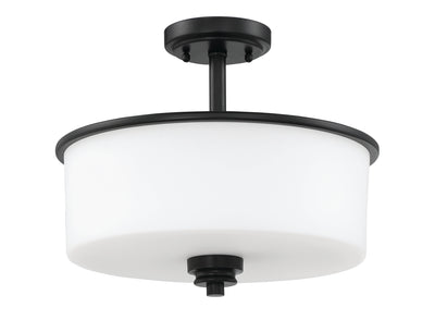 Bolden 2 Light Convertible Semi Flush in Flat Black (White Glass) Semi Flush Craftmade