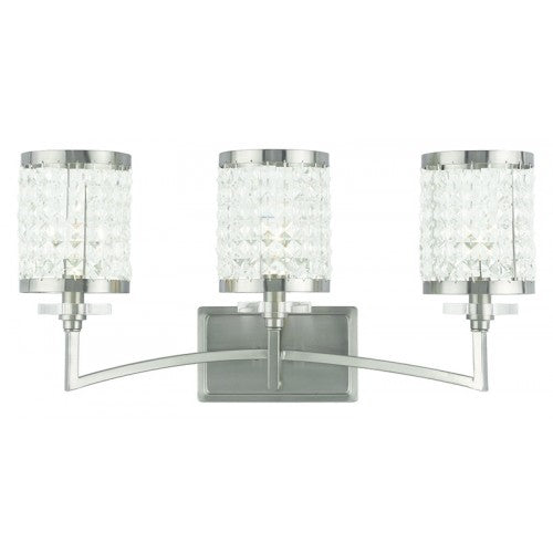 3 Light Brushed Nickel Bath Light Wall Sconce Livex