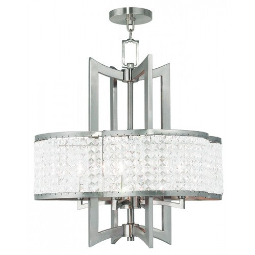 4 Light Brushed Nickel Chandelier Chandelier Livex