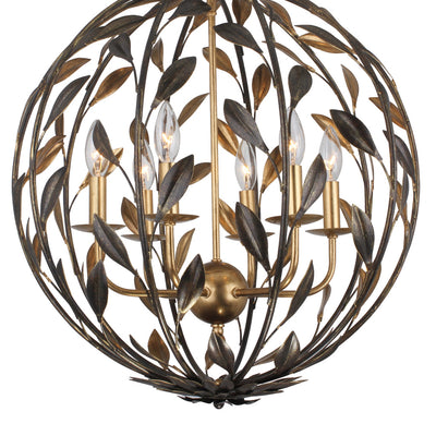 Broche 6 Light English Bronze + Antique Gold Sphere Chandelier Chandelier Crystorama