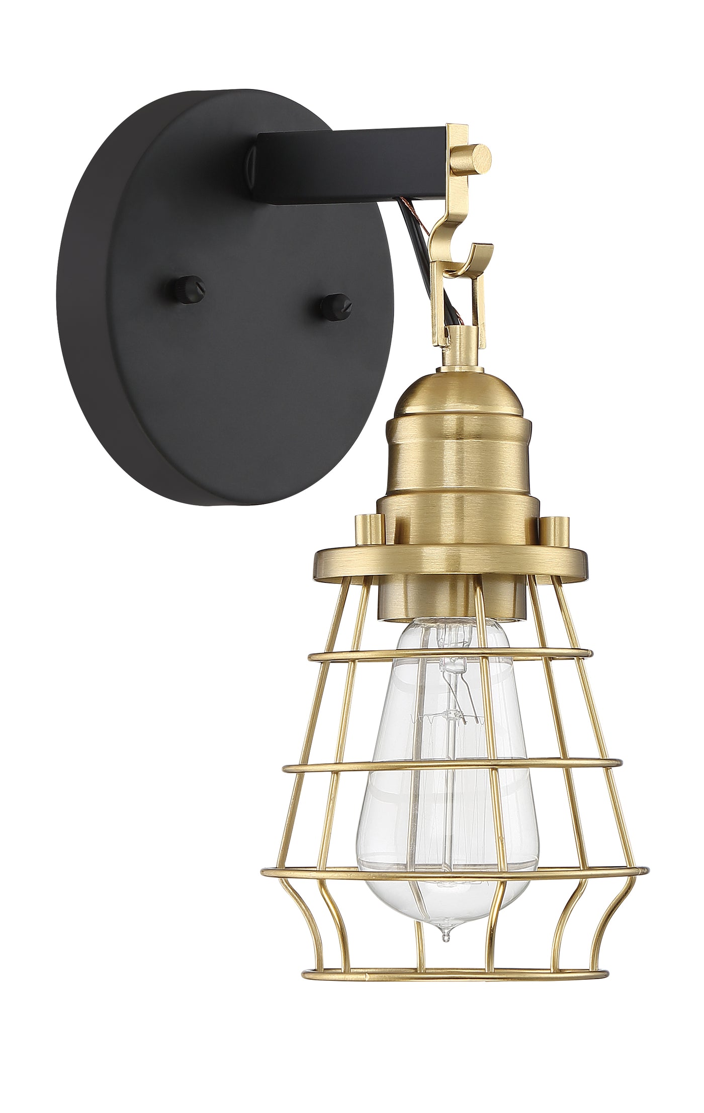 Thatcher 1 Light Wall Sconce in Flat Black/Satin Brass Wall Sconce Craftmade